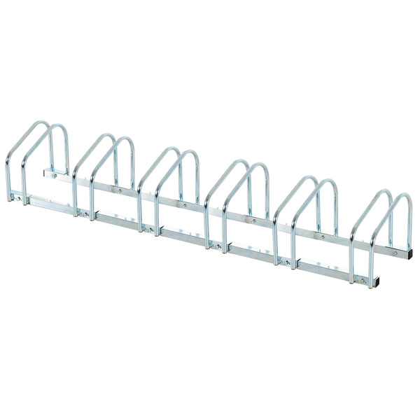 HOMCOM Bike Stand Parking Rack Floor or Wall Mount Bicycle Cycle Storage Locking Stand 179L x 33W x 27H (6 Racks, Silver)