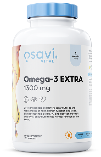 Osavi Omega 3 Extra Destylowany Molekularnie 1300mg Cytryna 180 kapsułek