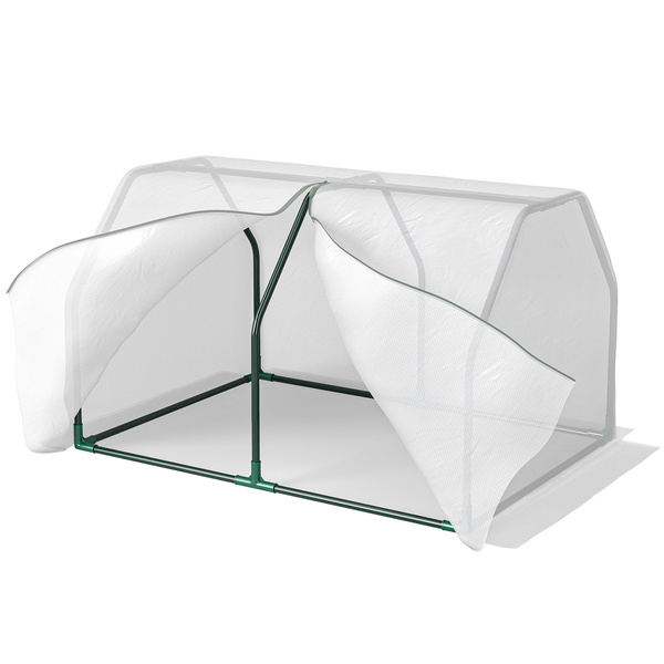 Outsunny Mini Greenhouse Grow House PVC Cover Steel Frame White 99L x 71W x 60H cm