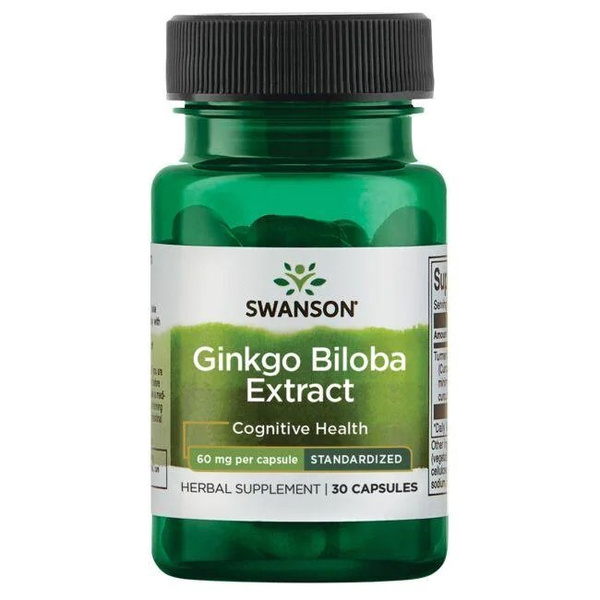 Swanson Ginkgo Biloba 60mg na Pamięć i Koncentrację 30 Kapsułek