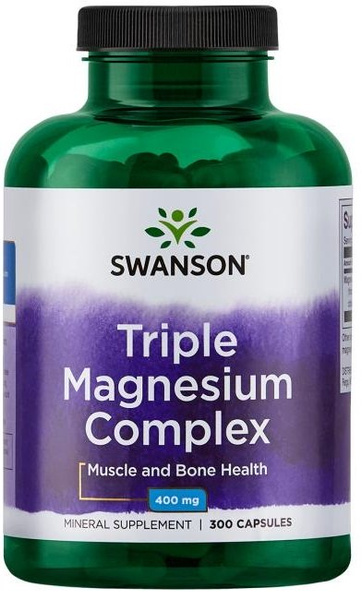 Swanson Triple Magnesium Complex 400mg na Mięśnie i Nerwy 300 Kapsułek