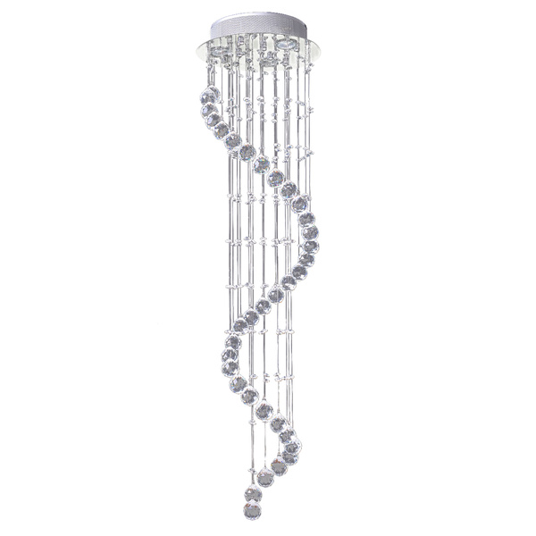 HOMCOM Modern Crystal Chandelier Ceiling Light Pendant Lamp Chrome Finish Glass Droplets New, Ф30 x 120cm