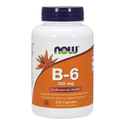 Now Foods Vitamin B-6 100mg Wspiera Układ Nerwowy 250 Kapsułek