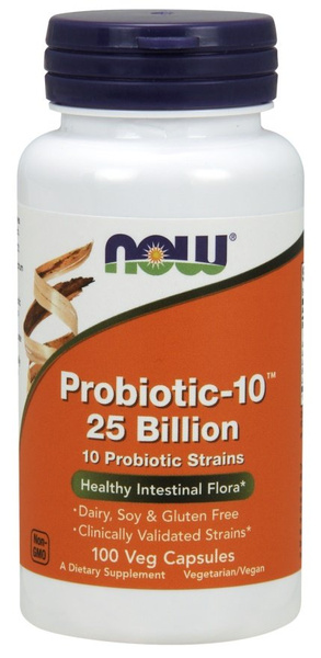 Now Foods Probiotic-10 25 Billion Bakterie Probiotyczne na Wsparcie Trawienia i Odporność 100 Kapsułek