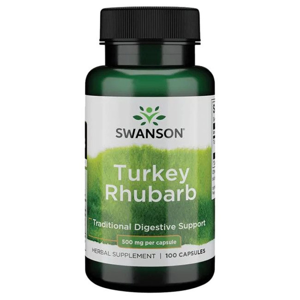 Swanson Rabarbar Dłoniasty 500mg na Trawienie 100 Kapsułek