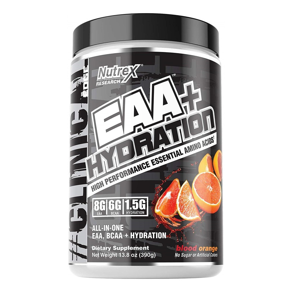 Nutrex EAA + Hydration Czerwona Pomarańcza EAA i BCAA w Proszku z Elektrolitami na Syntezę Mięśni i Nawodnienie 390g