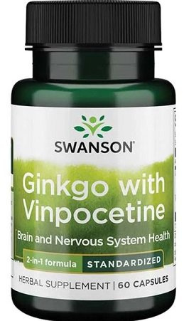 Swanson Ginkgo z Winpocetyną na Pamięć i Koncentrację 60 Kapsułek