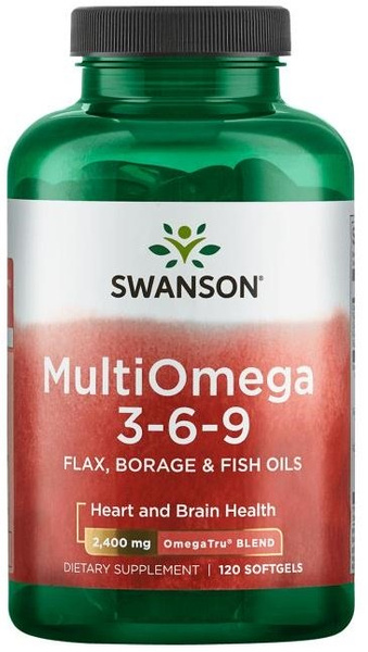 Swanson MultiOmega 3-6-9 Kompleks Olejów z Lnu Ryb i Ogórecznika 120 Kapsułek
