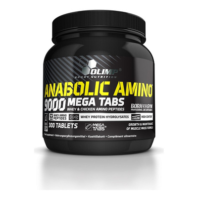Olimp Anabolic Amino 9000 Mega Tabs Aminokwasy na Masę i Regenerację 300 Tabletek