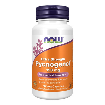 NOW Foods Pycnogenol Extra Strength 150mg Ekstrakt z Kory Sosny Nadmorskiej Na Wsparcie Antyoksydacyjne 60 Kapsułek