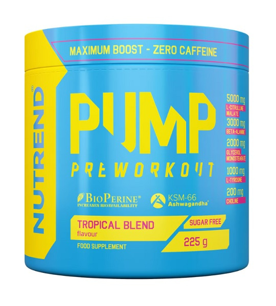 Nutrend Pump Przedtreningówka bez Kofeiny na Pompę Mięśniową i Wydajność 225g