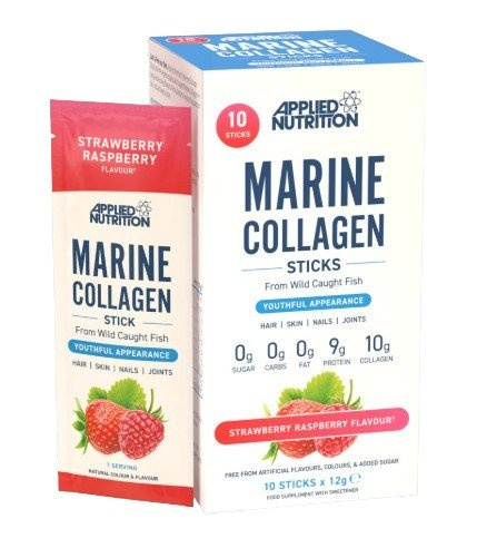 Applied Nutrition Kolagen Morski w Saszetkach Truskawka Malina Na Skórę Włosy Paznokcie i Stawy 10 x 12g