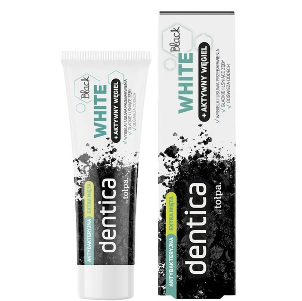Tolpa Dentica Black White Wybielająca Pasta do Zębów z Węglem Aktywnym 75ml