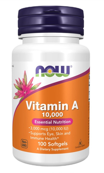 Now Foods Vitamin A 10 000 IU 100 Kapsułek