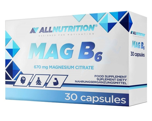 Allnutrition Mag B6 zawierający Cytrynian Magnezu i Witaminę B6 30 Kapsułek