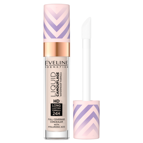 Eveline Liquid Camouflage Wodoodporny Korektor Kamuflujący z Kwasem Hialuronowym Nr. 01 Light Porcelain 7.5ml