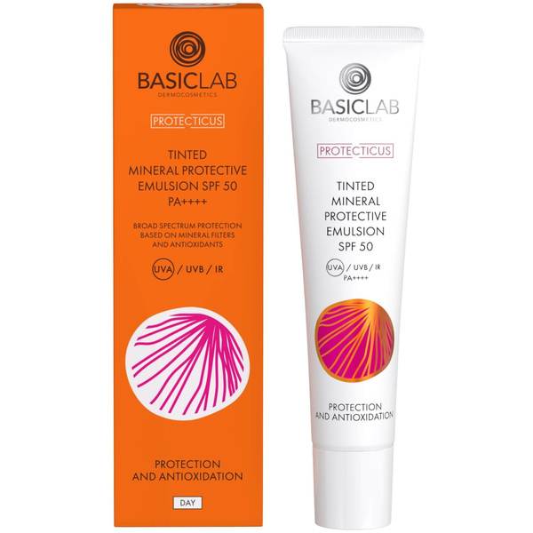 BasicLab Koloryzująca Mineralna Emulsja Ochronna SPF 50 Skóra Wrażliwa 40ml