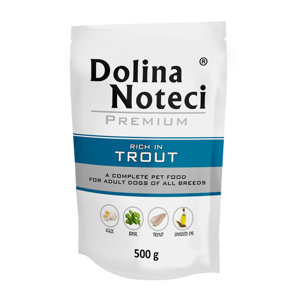 Dolina Noteci Premium Trout Mokra Karma dla Psa Bogata w Pstrąga dla Dorosłych Psów Wszystkich Ras 500g