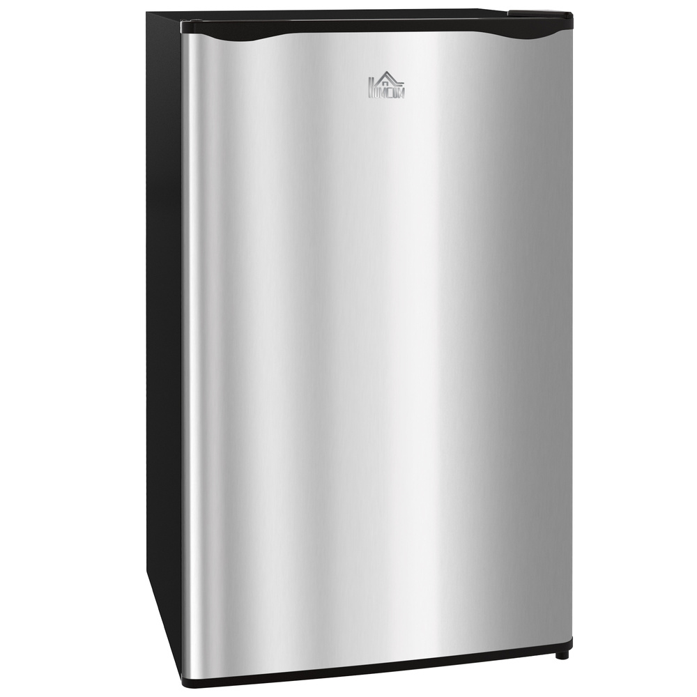 HOMCOM Under Counter Fridge, 91L Small Fridge with Chiller Box, Removable Shelf, Reversible Door, Adjustable Legs, Mini Refrigerator, Silver Tone