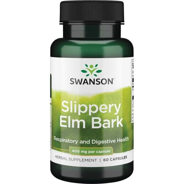 Swanson Kora Wiązu Śliskiego 400mg na Wsparcie Gardła i Dróg Oddechowych 60 Kapsułek