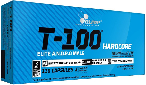 Olimp T-100 Hardcore Booster Testosteronu dla Mężczyzn 120 Kapsułek