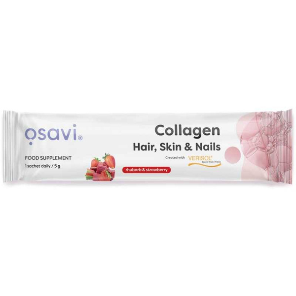 Osavi Collagen Peptides Kolagen Włosy Skóra i Paznokcie Rabarbar-Truskawka 5g
