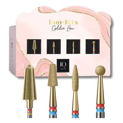 IQ Nails Duo -Bits Golden Fine Double Grain Set Innowacyjny Zestaw Duo Frez 4 Sztuki