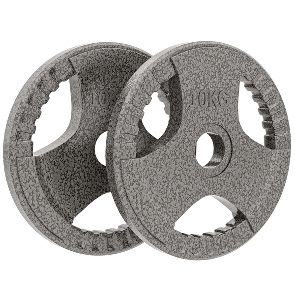HOMCOM Set of 2 Cast Iron Weight Plates for 2 inch/5cm Hole Dumbbell Handle Bar, 20kg Dumbbell Plates Barbell Weight 2 x 10kg