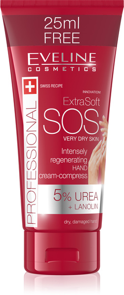 Eveline Extra Soft SOS Regenerujący Krem Opatrunek do Rąk z 5% Mocznikiem 100ml