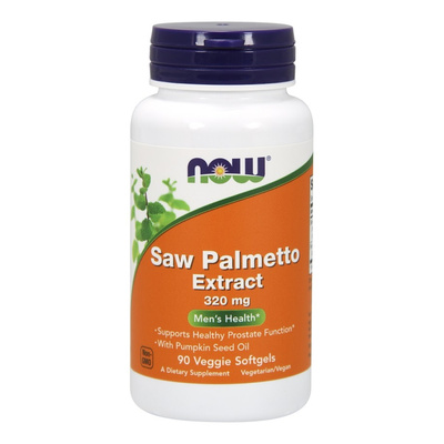 Now Foods Saw Palmetto Extract z Olejem z Pestek Dyni 320mg Wspomaga Drodi Moczowe i Funkcje Prostaty 90 Kapsułek