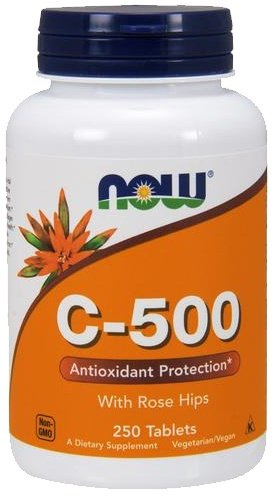 Now Foods Vitamin C-500 z Dziką Różą 250 Tabletek