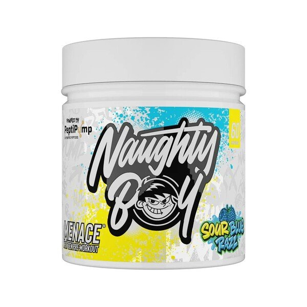 Naughty Boy Menace V2 Przedtreningówka Kwaśna Niebieska Malina Na Energię Pompę i Skupienie 420g