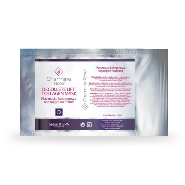 Charmine Rose Decolette Lift Collagen Płat-Maska Kolagenowa Napinająca na Dekolt 1 Sztuka