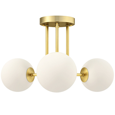 HOMCOM LED Ceiling Light with Globe Shades, Modern 3-Light Ceiling Light with G9 Sockets for Living Room, Bedroom, Dining Room, Bulbs Not Included, Gold Tone