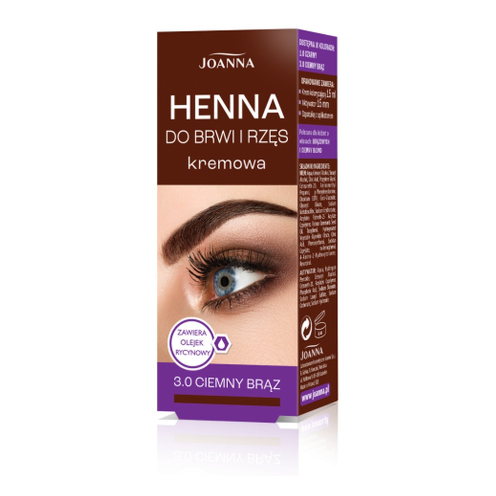 Joanna Tint Eyebrow & Eyelashes Henna do Brwi i Rzęs Nr 3.0 Ciemny Brąz 15ml