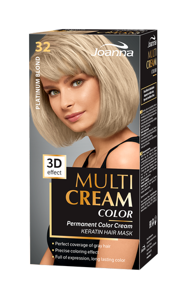 Joanna Multi Cream Trwały Intensywny Kolor Włosów Farba Pielęgnująca 32 Platynowy Blond 60x40x20g