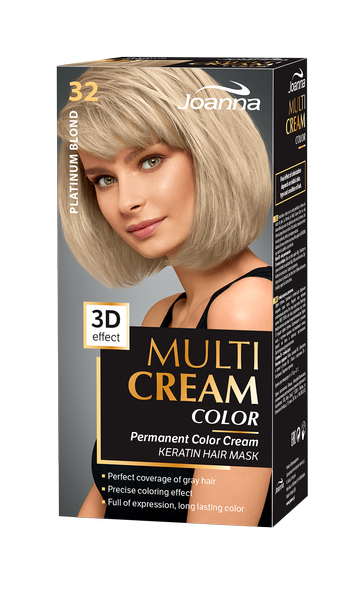 Joanna Multi Cream Trwały Intensywny Kolor Włosów Farba Pielęgnująca 32 Platynowy Blond 60x40x20g