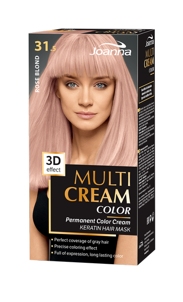 Joanna Multi Cream Trwały Intensywny Kolor Włosów Farba Pielęgnująca 31.5 Różany Blond 60x40x20g