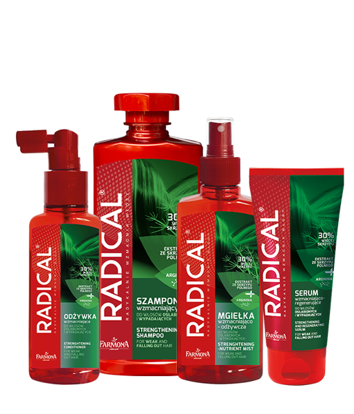 Radical Zestaw do Włosów przeciw Wypadaniu Szampon Odżywka Serum Mgiełka 400x200 2x100ml