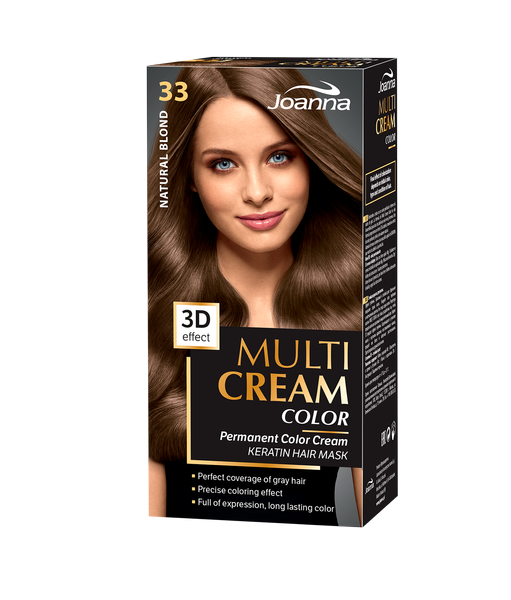 Joanna Multi Cream Trwały Intensywny Kolor Włosów Farba Pielęgnująca 33 Naturalny Blond 60x40x20g