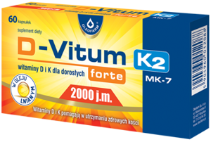  D-Vitum Forte 2000 j.m. K2 Zdrowe Kości Kwasy Tłuszczowe Omega 3 60 kaps.