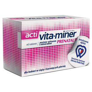 Acti Vita Miner Prenatal Zestaw 20 Witamin i Składników Mineralnych dla Kobiet Planujących Ciążę 60 Tabletek