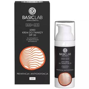 BasicLab Masculis Lekki Krem do Twarzy SPF30 3% Witaminy C 2% Prebiotyków Witamina E Prewencja i Antyoksydacja dla Mężczyzn 50ml