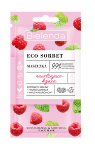 Bielenda Eco Sorbet Malina Naturalna Nawilżająca i Kojąca Maseczka do Twarzy dla Cery Wrażliwej 8g