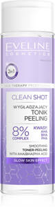 Eveline Clean Shot 8% Kompleks Kwasów AHA BHA PHA Wygładzający Tonik-Peeling dla każdego Rodzaju Skóry  200ml