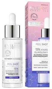 Eveline Face Therapy Peel Shot Wygładzająca Kuracja 15% Kwas Glikolowy na Twarz Szyję i Dekolt 30ml