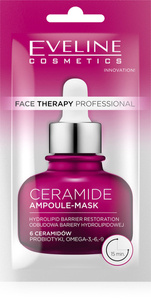 Eveline Face Therapy Professional Ampoule-Mask 6 Ceramidów Probiotyki Kwasy Omega Odbudowująca Maska w Kremie dla Skóry Bardzo Suchej 8ml