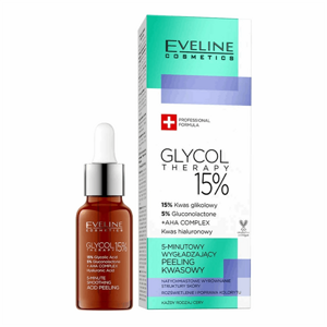 Eveline Glycol Therapy 15% 5-Minutowy Wygładzający Peeling Kwasowy do Każdego Typu Cery 18ml