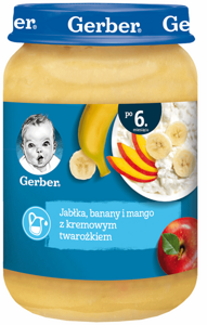 Gerber Jabłka Banany i Mango z Kremowym Twarożkiem po 6 Miesiącu 190g