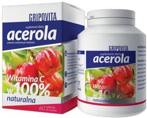 Grinovita Acerola Witamina C w 100% Naturalna na Układ Odpornościowy i Nerwowy 60 Tabletek